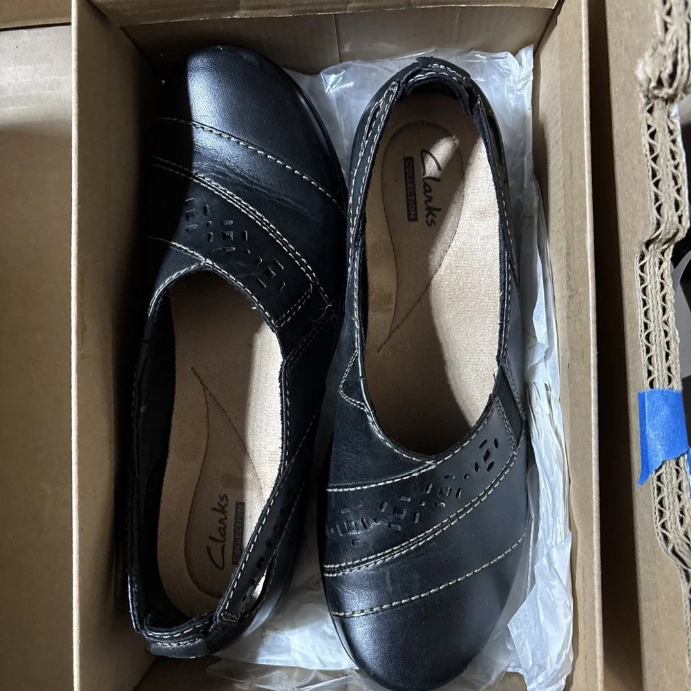 Clarks Evianna Fig4 Women's Casual Comfort Slip On Loafers Shoes Size 7.5M Blk‎